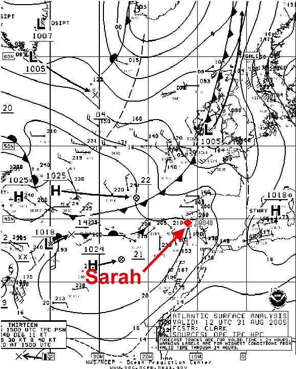 Atlantic Surface Analysis 12 UTC, 31 Aug 2005