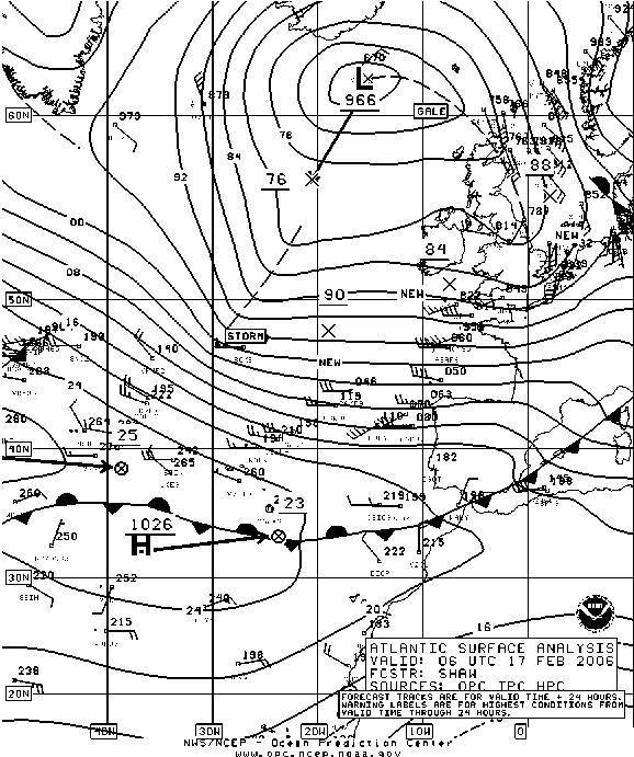 0600 UTC Atlantic Surface Analysis
